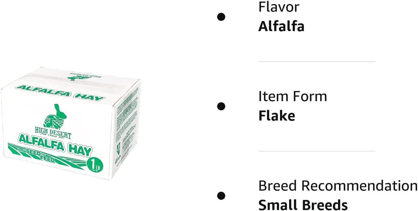 High Desert Alfalfa Hay: Dried Natural Hay for Rabbits, Guinea Pigs, Chinchillas, Ferrets - Protein and Fiber Rich - Healthy Pet Food