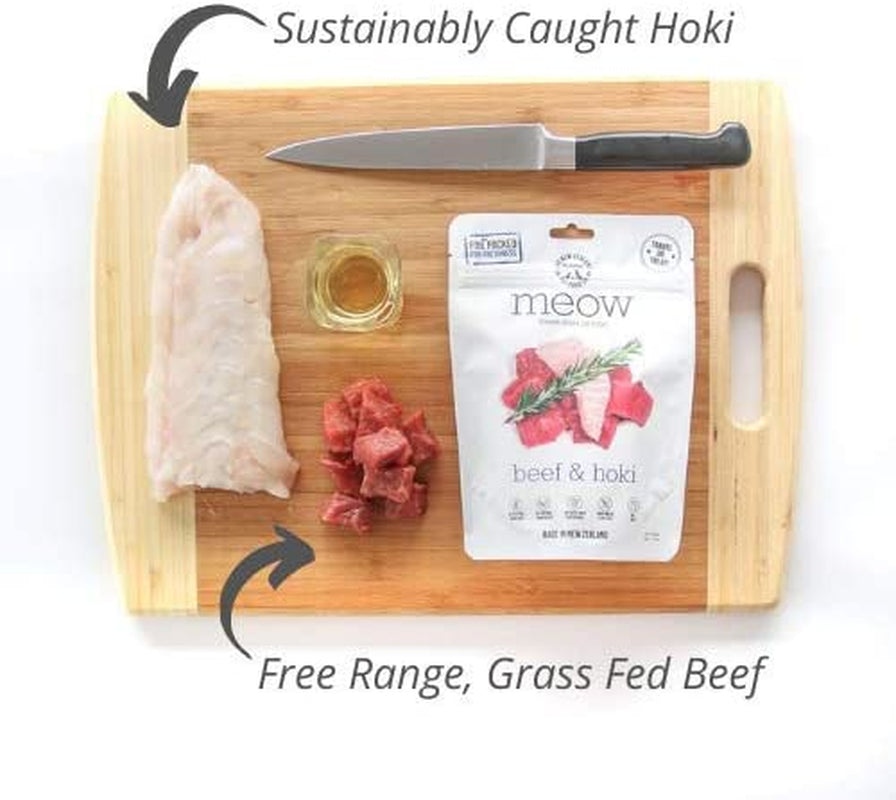 Meow Beef & Hoki Freeze-Dried Raw Cat Food: High Protein, Natural, Limited Ingredient Mixer, Topper, or Treat - 9.9 Oz