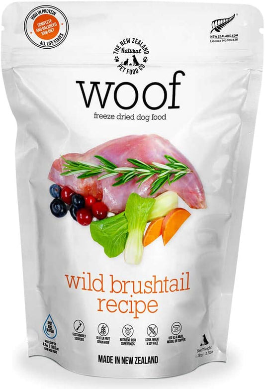 WOOF Wild Brushtail Freeze-Dried Raw Dog Food: High Protein Mixer, Topper, or Treat - 2.2 LB