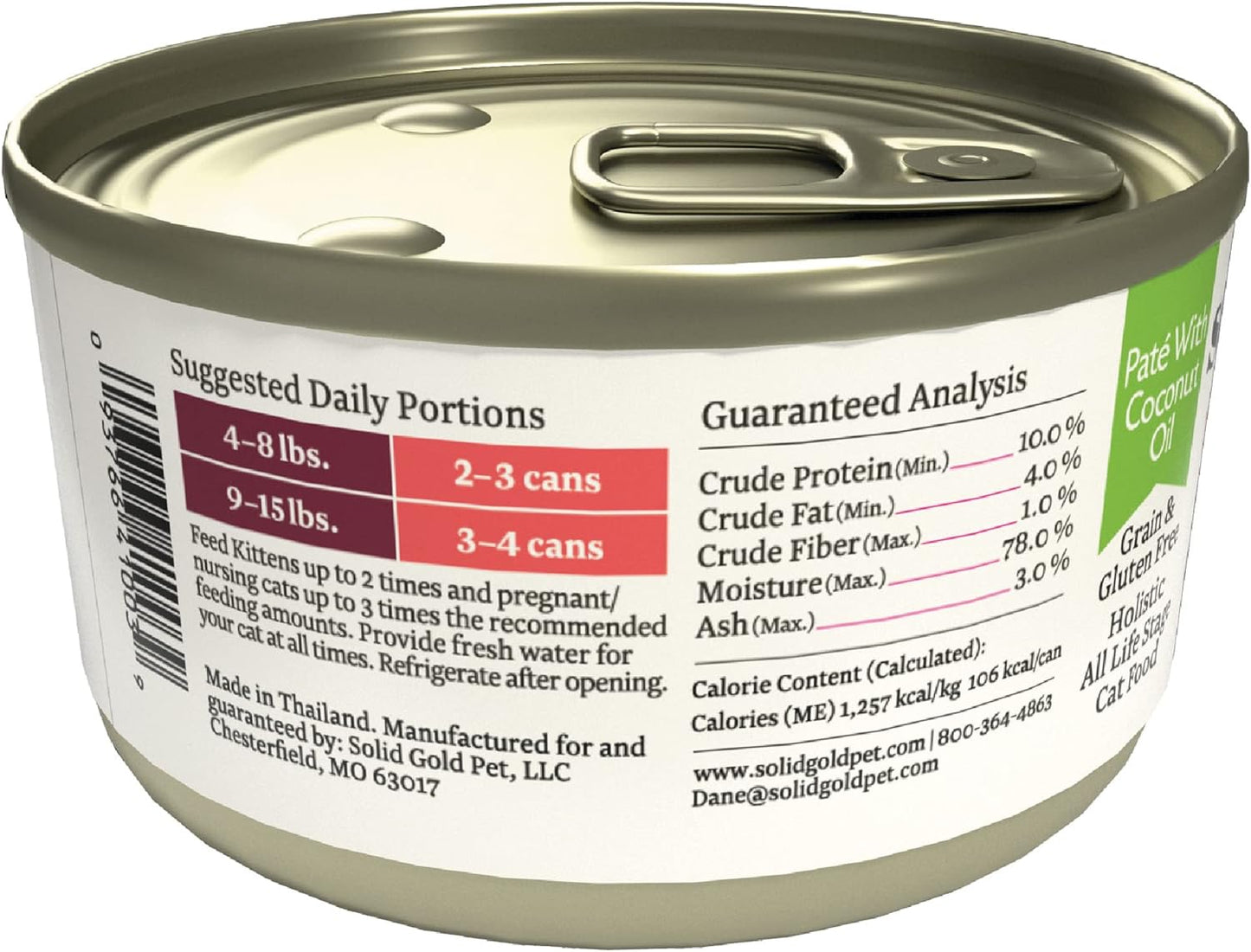 Wet Cat Food Pate for Adult & Senior Cats: Real Salmon & Coconut Oil, Promotes Healthy Digestion, Skin, Coat & Sensitive Stomach - 24Ct/3Oz Can