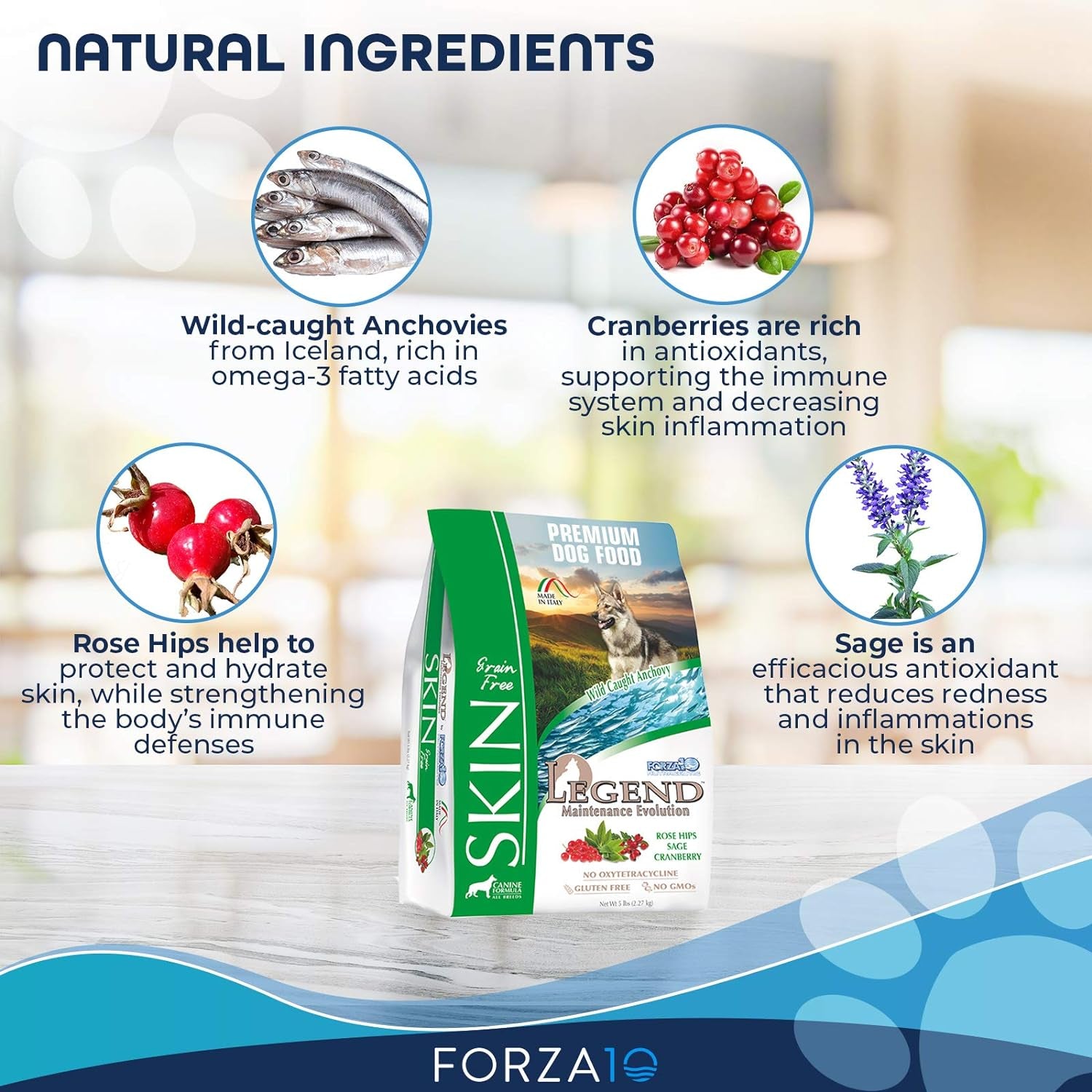 Sensitive Skin Dog Food: Grain-Free, Curative Herbs, Anchovy Flavor, 5lb Pack