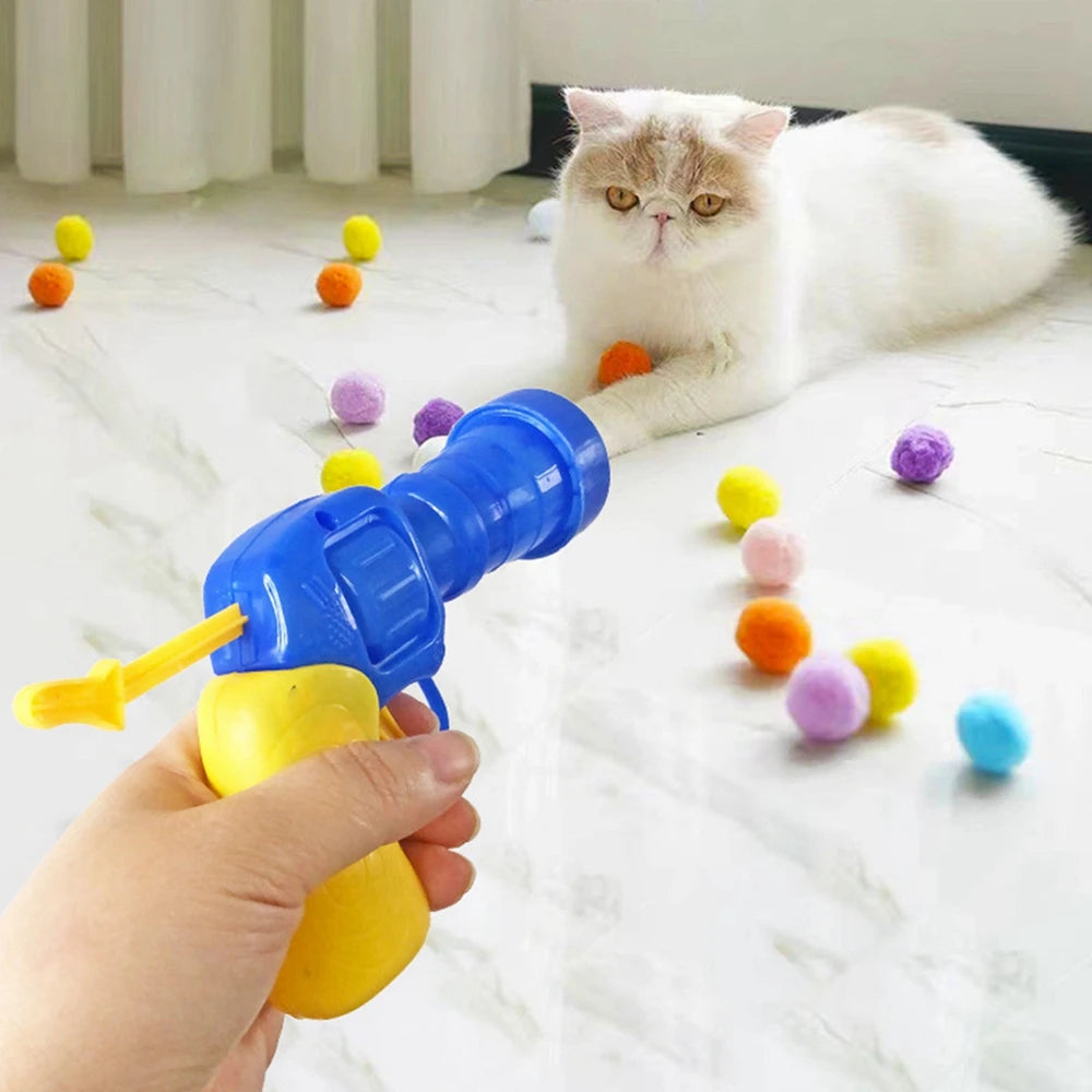 Interactive Cat Toy: Launch Training with Colorful Mini Pompoms