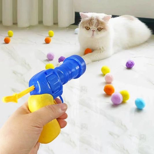 Interactive Cat Toy: Launch Training with Colorful Mini Pompoms