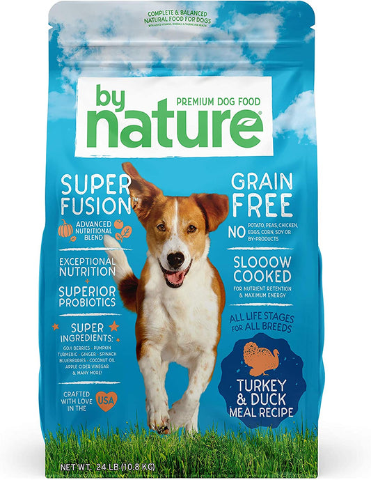 Grain Free Dog Food Made in USA [Grain Free Dry Dog Food with Superfood Ingredients for Food Sensitivities and Immune Health], Turkey & Duck Meal Recipe, 24 Lb. Bag, Brown (77062)