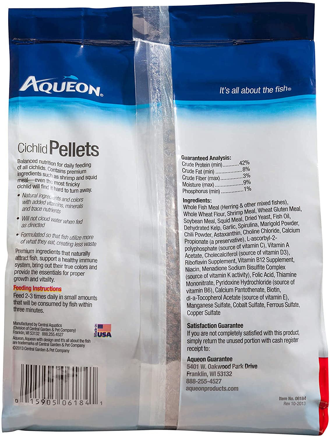 Cichlid Fish Food Pellets: Medium Size, Slow Sinking, 25 Ounce