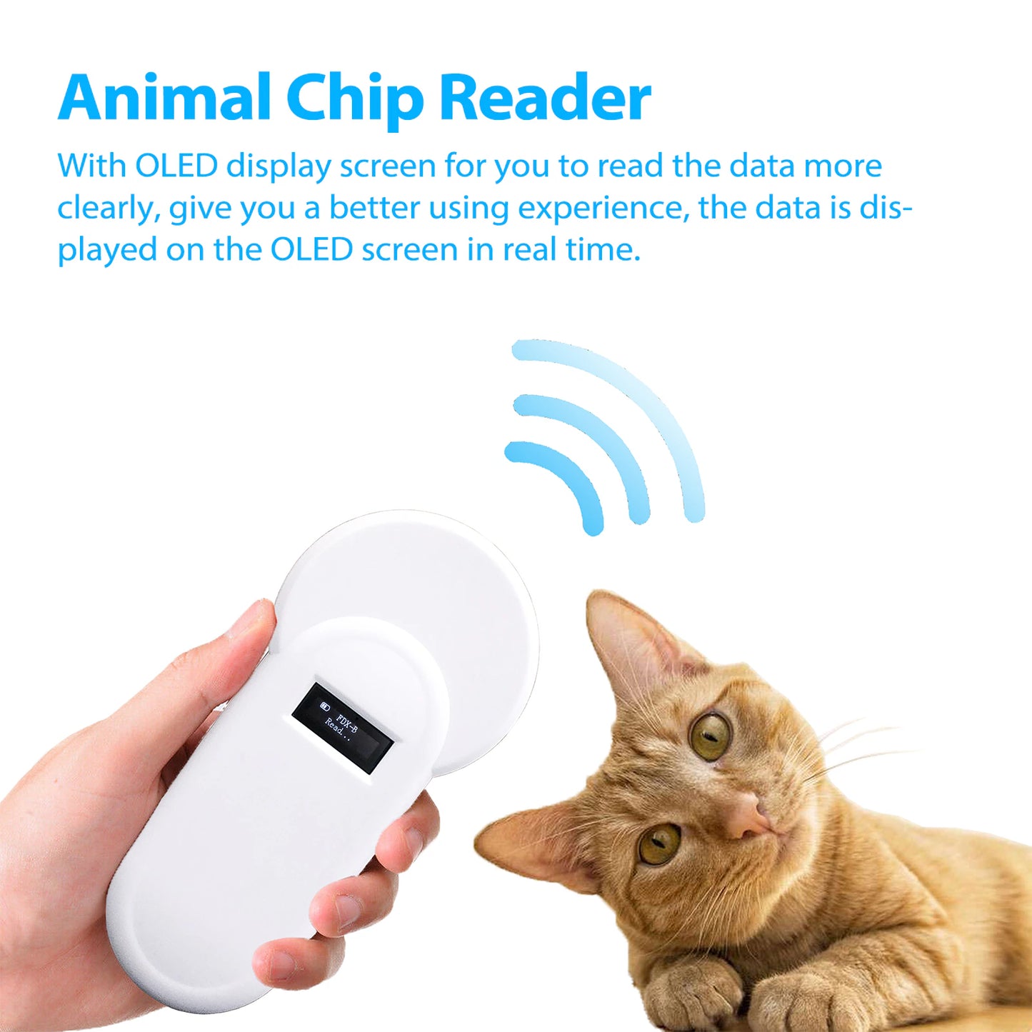 Pet ID Reader: Handheld 134.2Khz OLED Display for Cats and Dogs