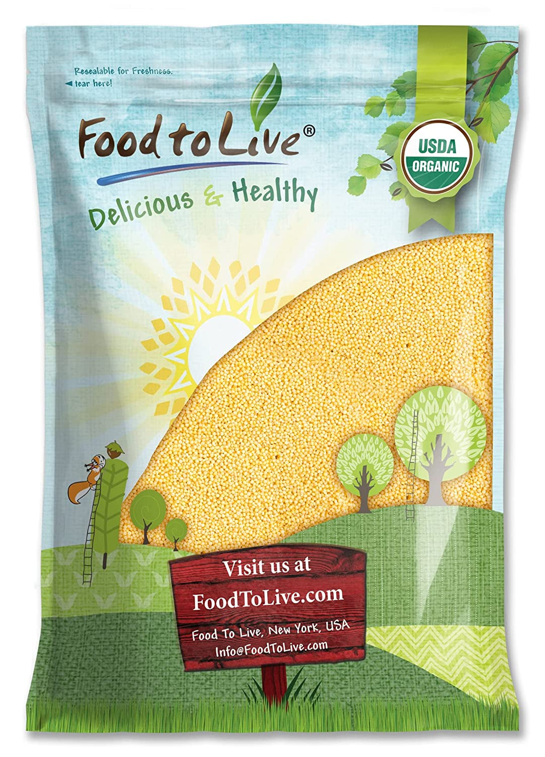Organic Hulled Millet, 10 Pounds – Whole Grain Seeds, Non-Gmo, Kosher, Raw, Bulk, Product of the USA