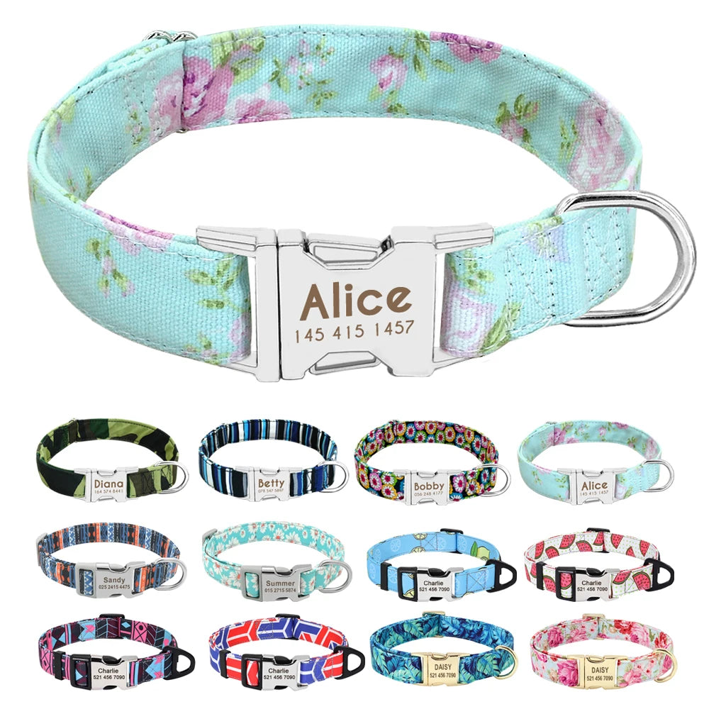 Personalized Nylon Pet Collar: Engraved ID for Dog Safety