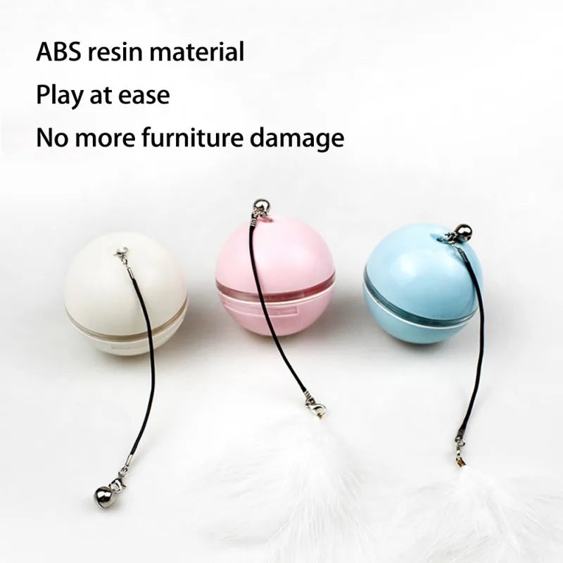 Smart Interactive Ball: Rotating Tumbler, Electric Cat Toys with Feathers