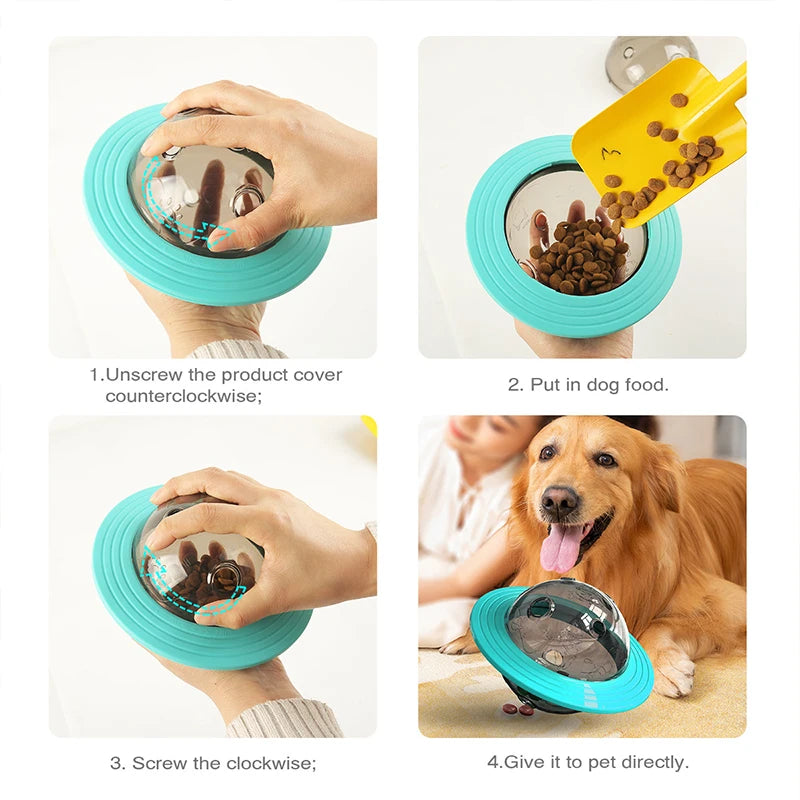 Bite-resistant Dog Self-healing Toy: Flying Saucer Leaking Ball Device.