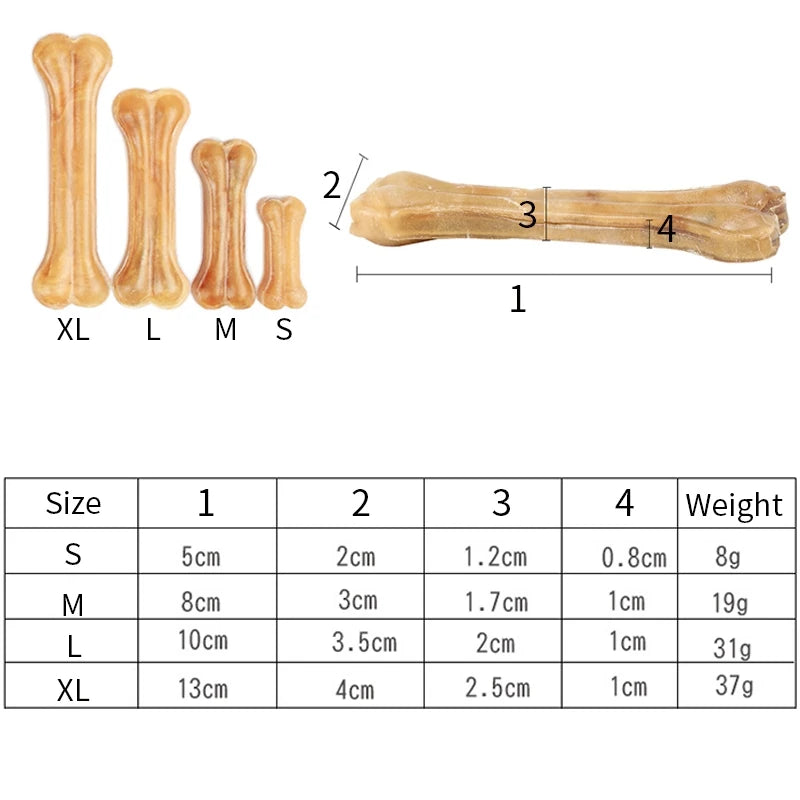 Dog Bones Chews Toys: Leather Cowhide, Molar Teeth Clean Stick