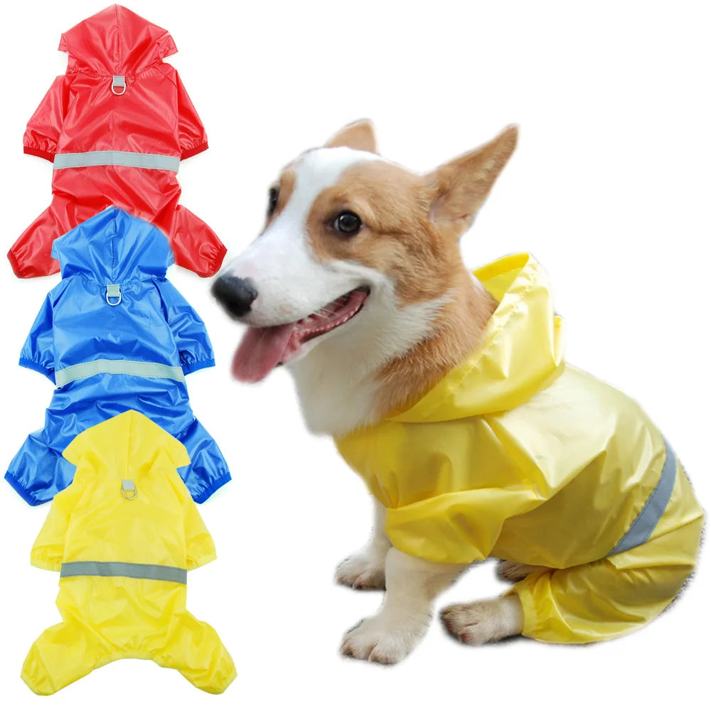 Waterproof Dog Raincoat: Fashionable, reflective, protects from rain.