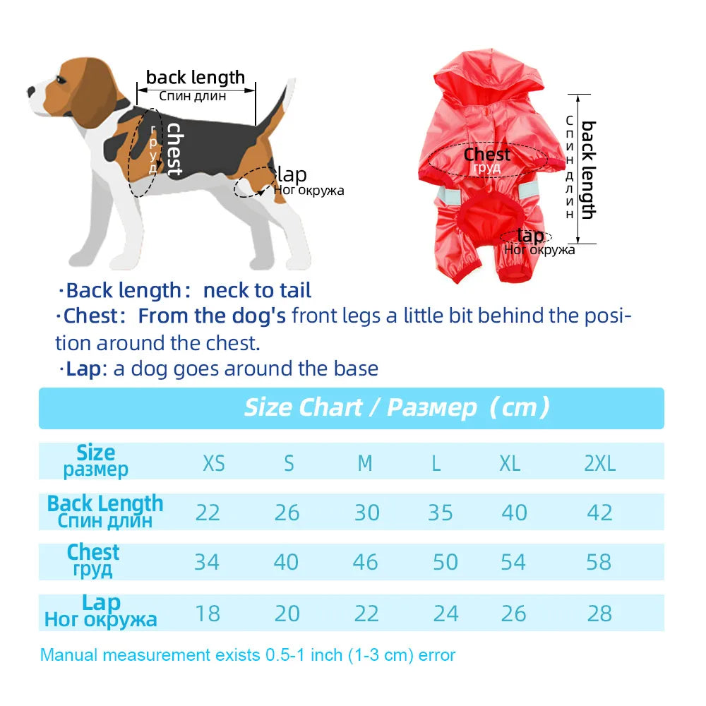 Waterproof Dog Raincoat: Fashionable, reflective, protects from rain.