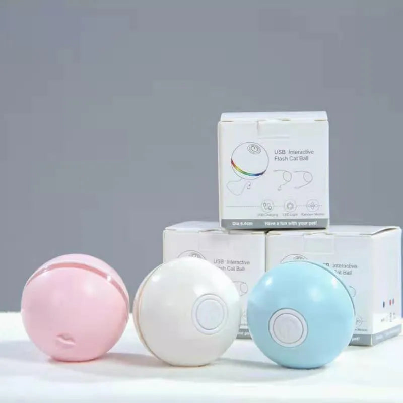 Smart Interactive Ball: Rotating Tumbler, Electric Cat Toys with Feathers