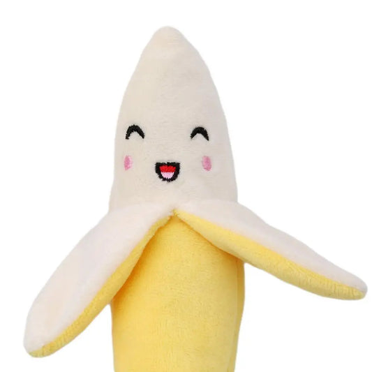 Plush Banana Dog Toy: Interactive Squeaky Fruit Toy