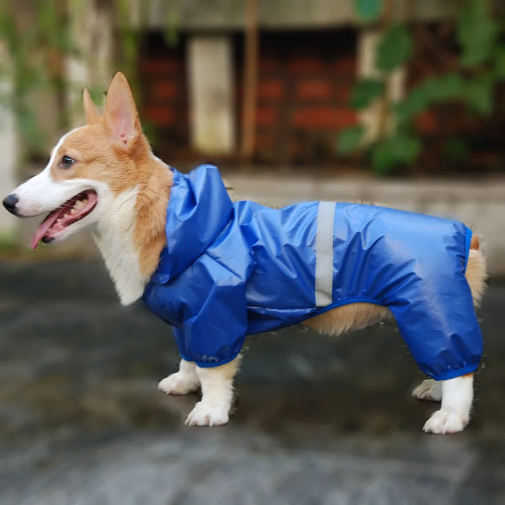 Waterproof Dog Raincoat: Fashionable, reflective, protects from rain.