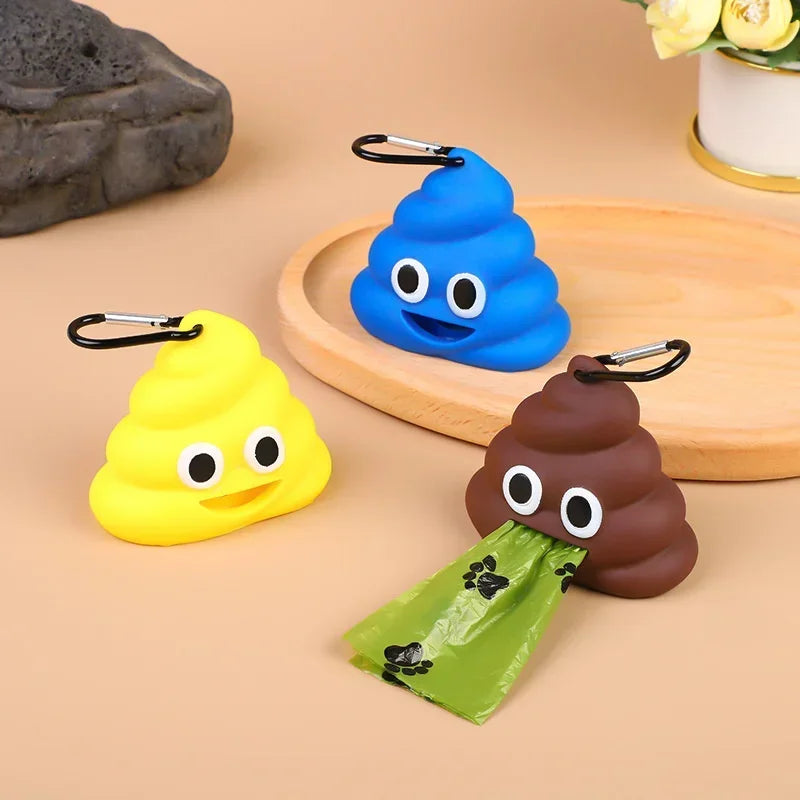 Waste Bag Dispenser: Silicone, Poop-shaped Storage, Pet Cleaning.