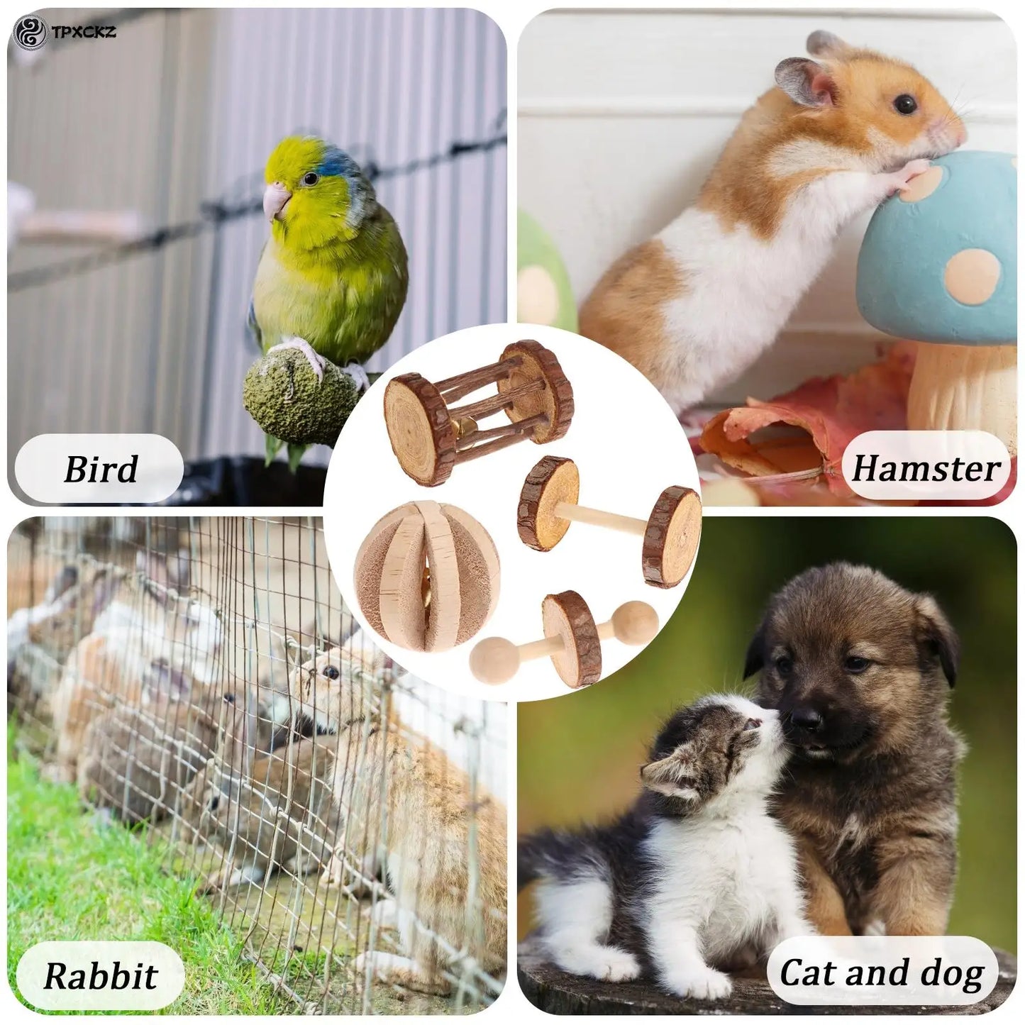 Wooden Toy: Classic, eco-friendly pet plaything.