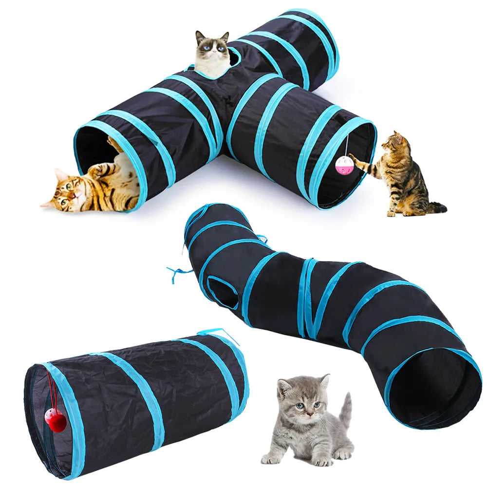 Pet Tunnel: Foldable, breathable, indoor, loud paper, play pass.