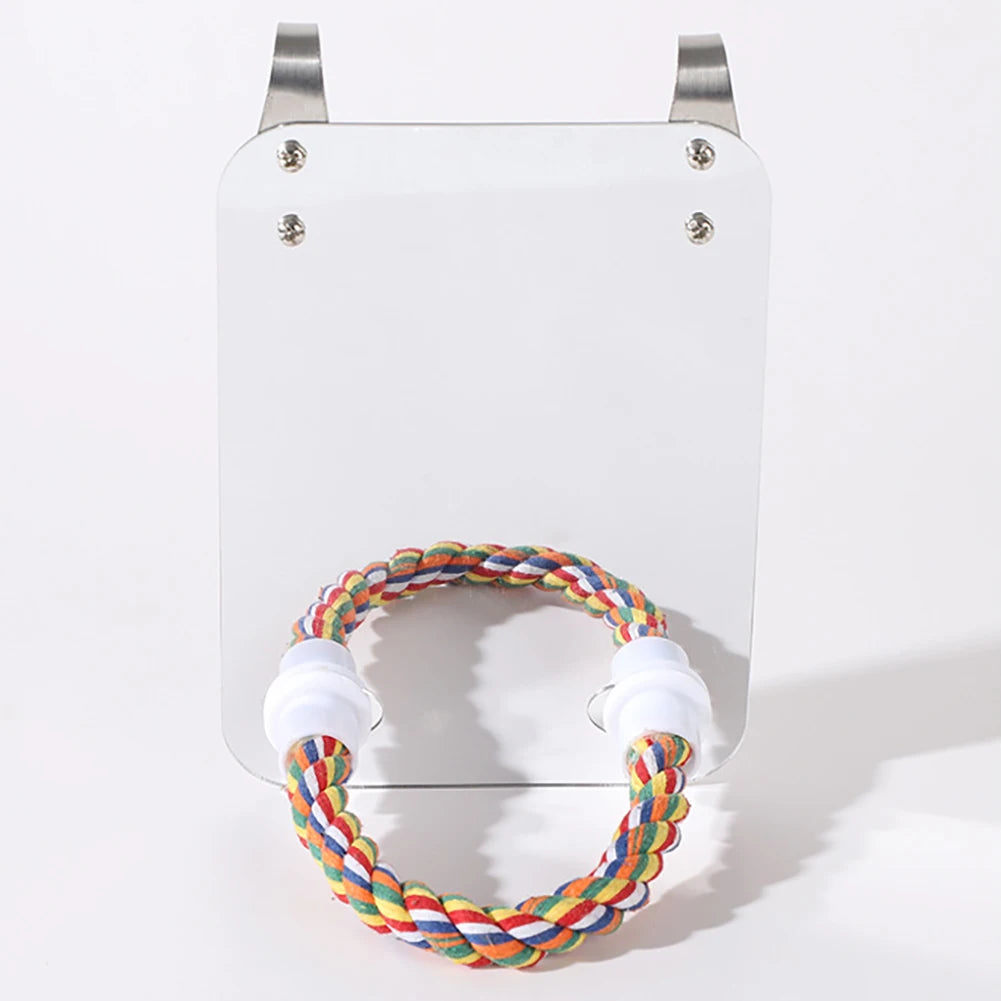 Parrot Toy with Mirror: Acrylic Bird Entertainment