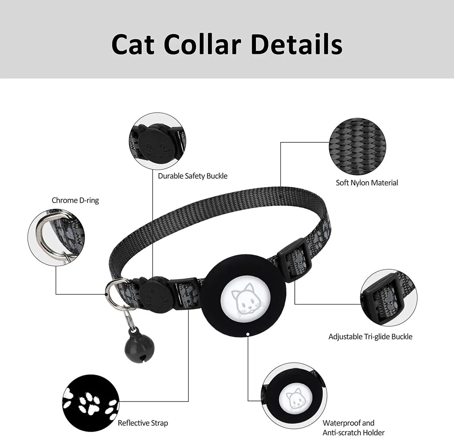 Reflective Cat & Dog Collar: Secure collar with GPS tracker slot.