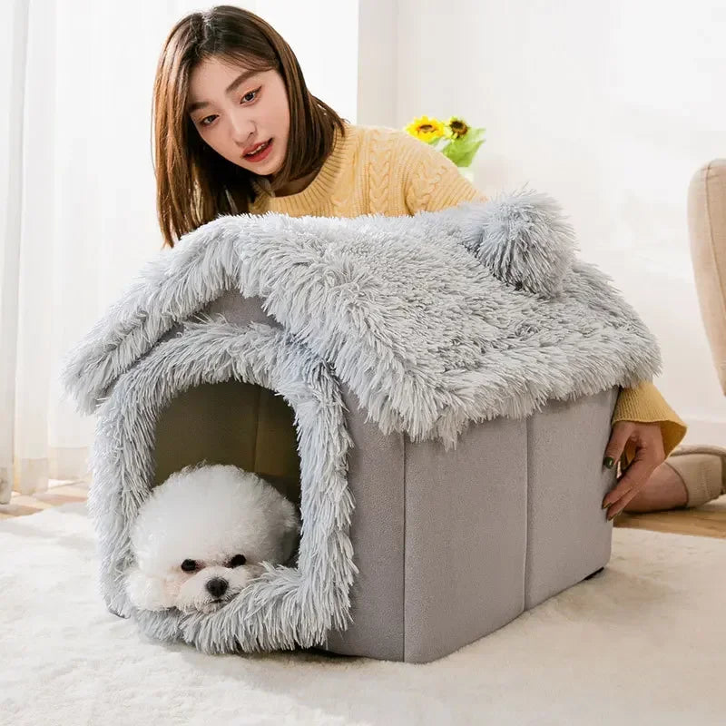Pet-Friendly Foldable Bed House: Warm nest for your furry companion.