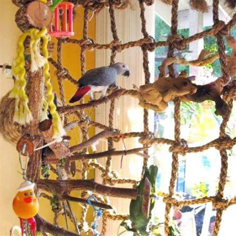 Parrot Bird Climbing Net: Hemp Rope, Habitat Toy, Supplies