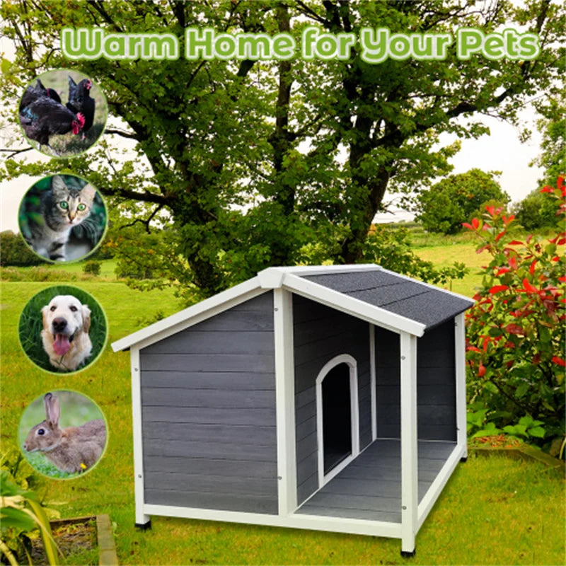 Outdoor Dog Kennel: Wooden, medium size.