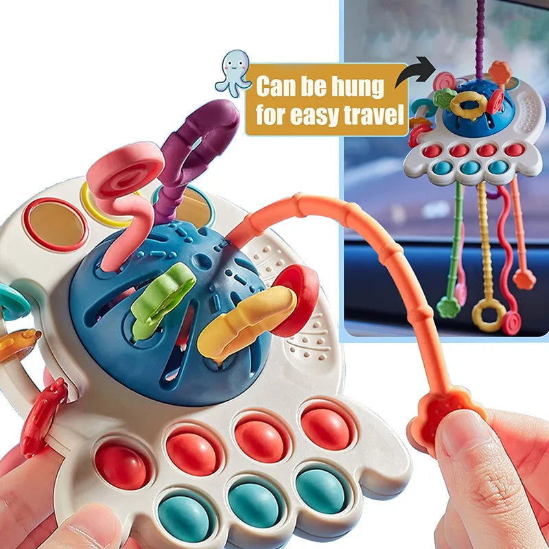 Montessori Sensory Toys: Silicone Pull String, Educational for Babies