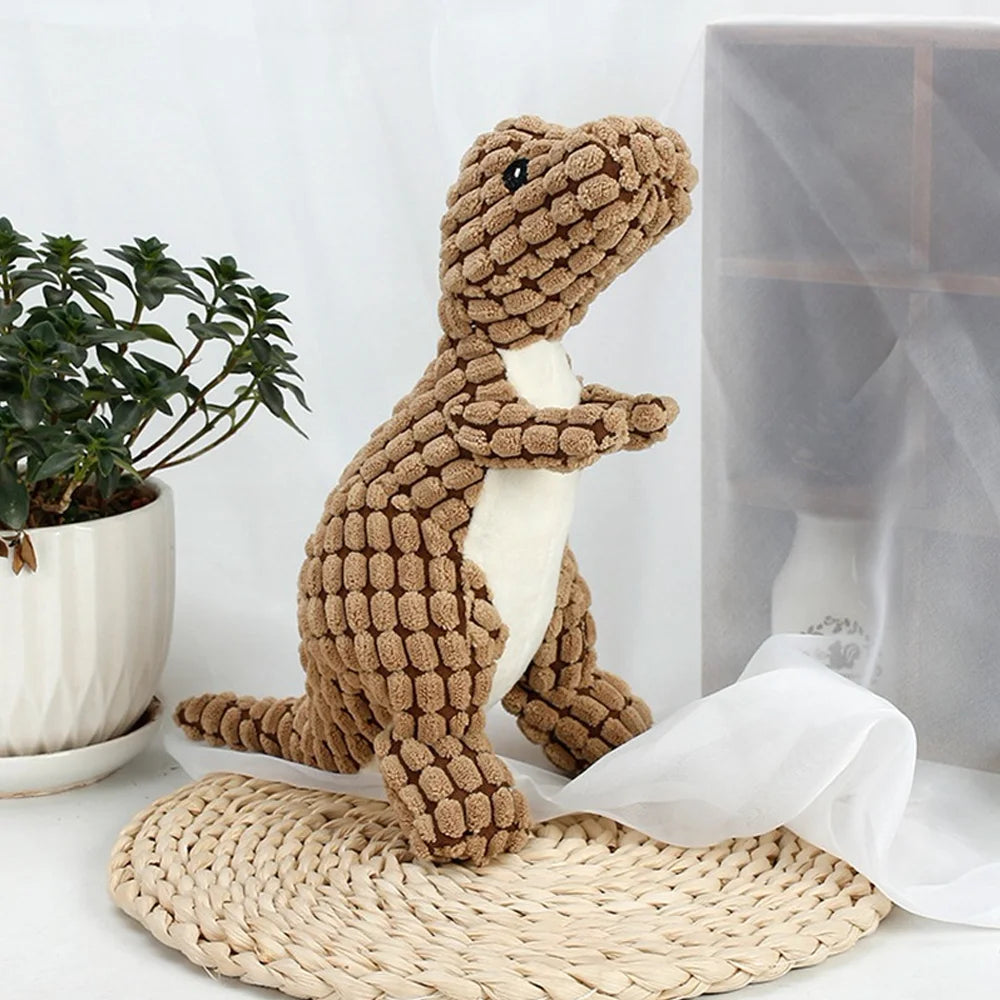 Plush Dinosaur Toys: Interactive, stuffing, small dog, chewable, pet supplies.