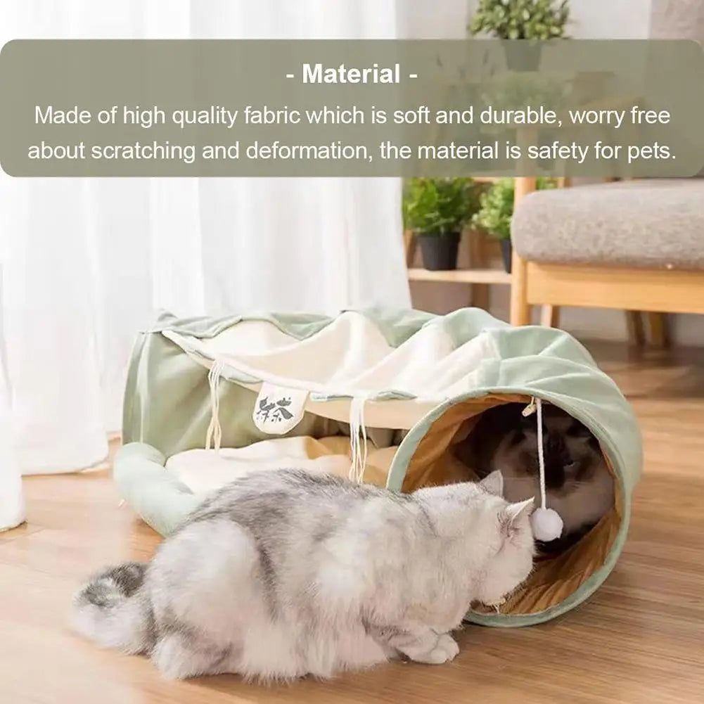 Interactive cat couch tunnel: Foldable agility play mat for pets.