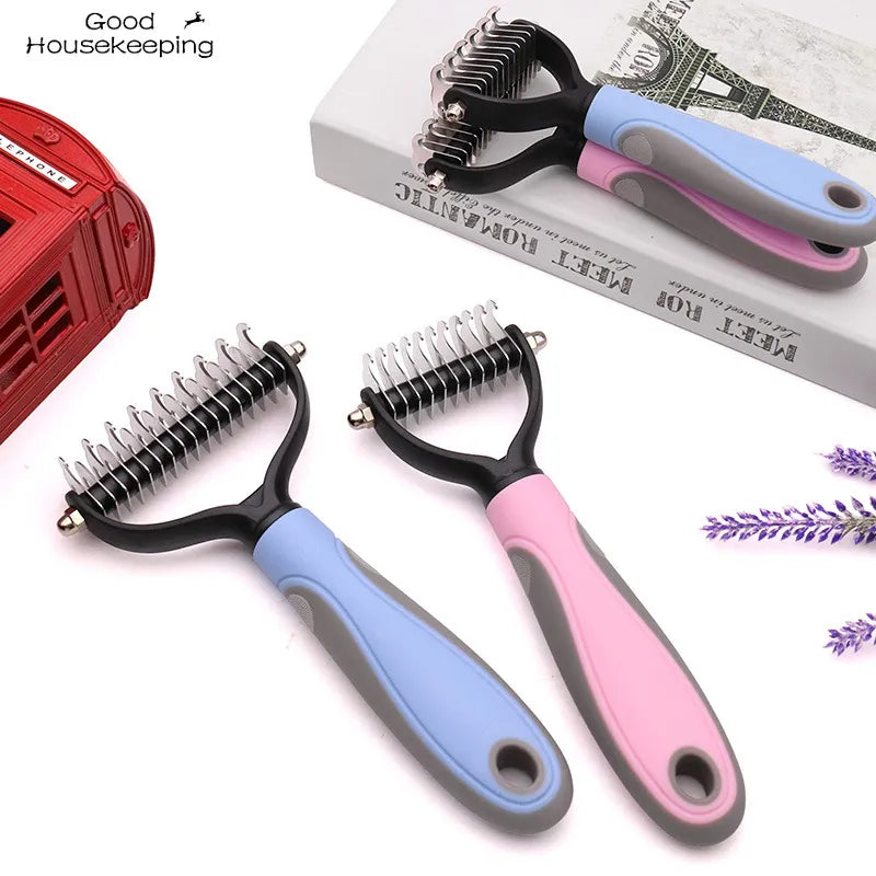Fur Knot Cutter Grooming Tool: Double-Sided Hair Removal Comb