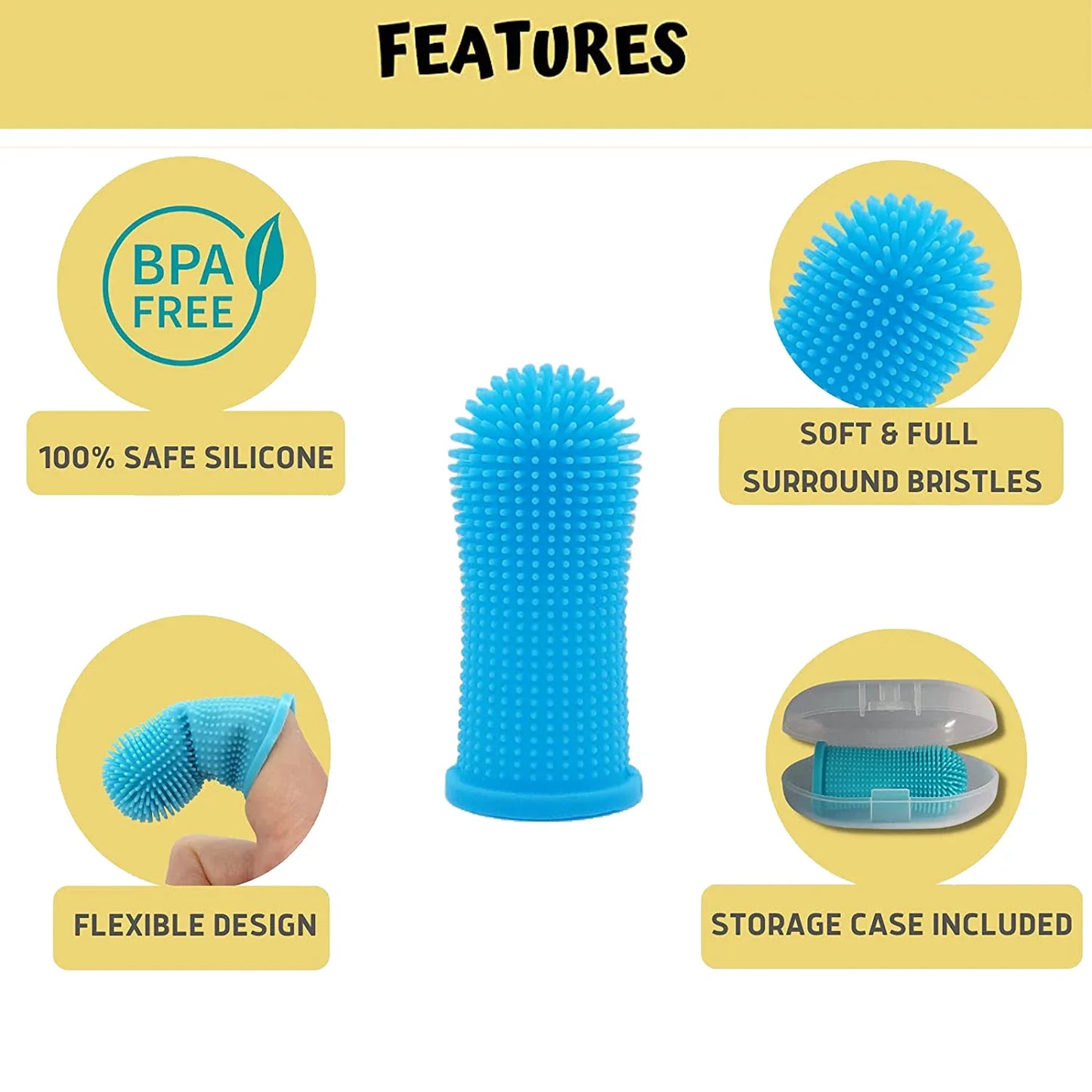 Soft Finger Toothbrush: Nontoxic silicone, teeth cleaning, for dogs and cats.