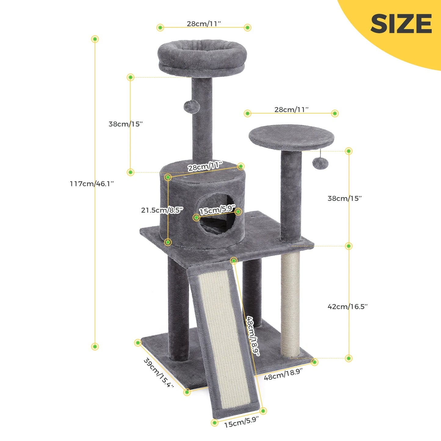 Scratching Tower: Home furniture, hammock, climbing frame, spacious perch.