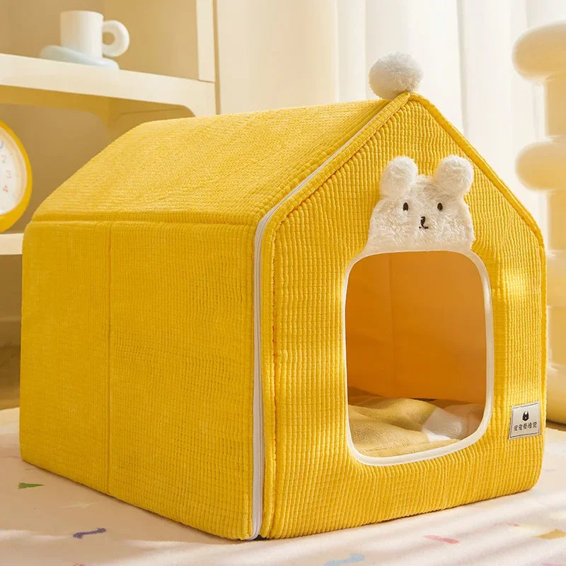 Pet-Friendly Foldable Bed House: Warm nest for your furry companion.