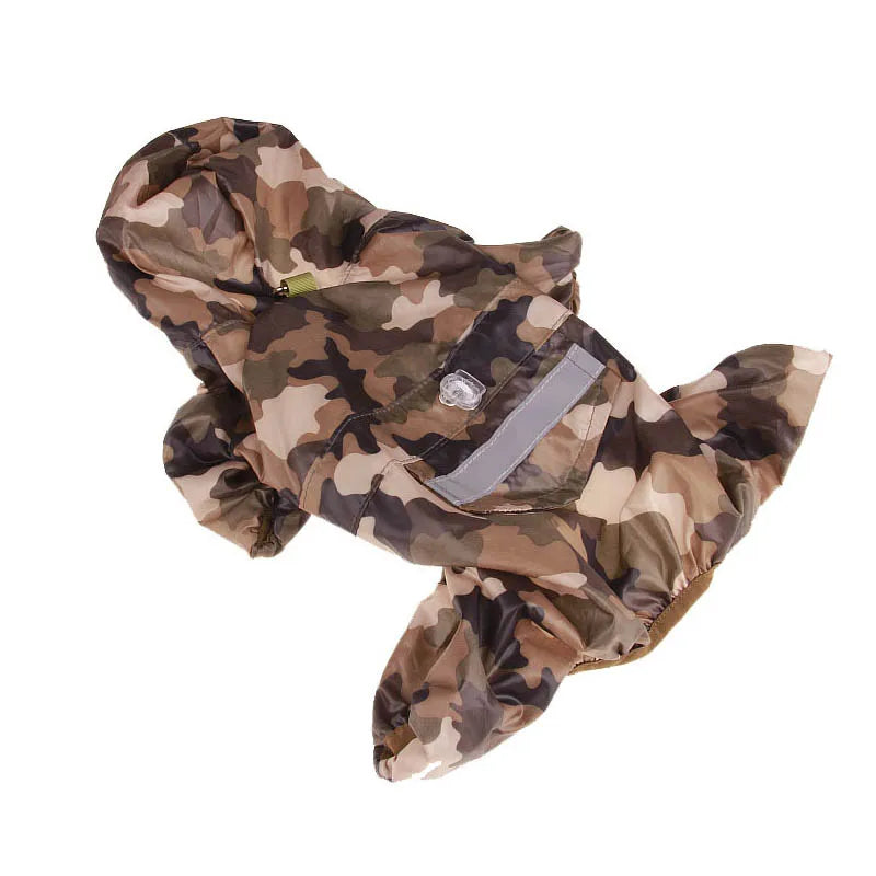 Reflective Dog Raincoat: Waterproof, camouflage design, puppy costumes.