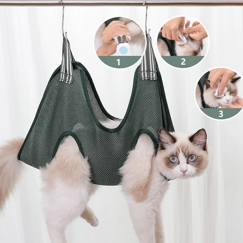 Grooming Hammock: Anti-scratch, nail cutting, for cat beauty, restraint.