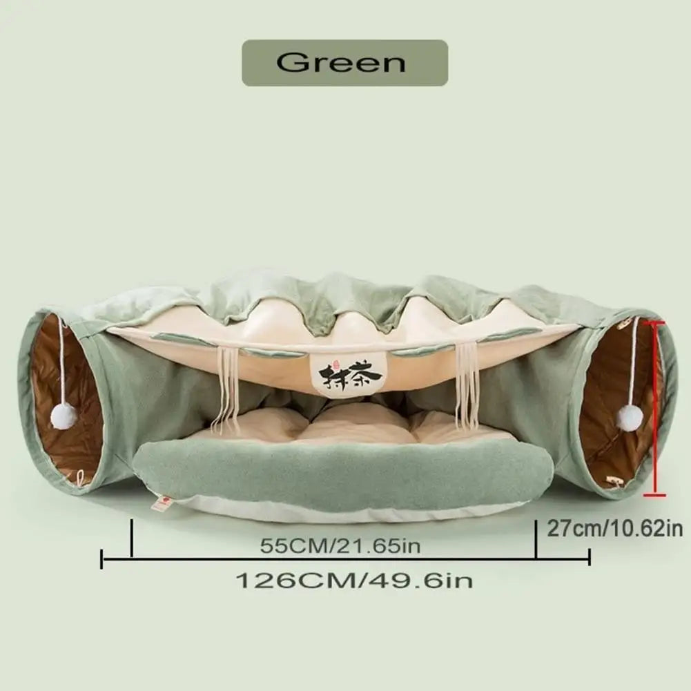 Interactive cat couch tunnel: Foldable agility play mat for pets.