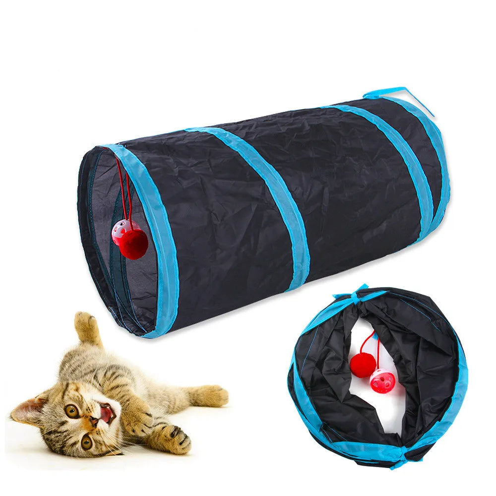 Pet Tunnel: Foldable, breathable, indoor, loud paper, play pass.