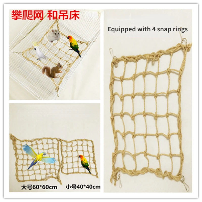 Parrot Bird Climbing Net: Hemp Rope, Habitat Toy, Supplies
