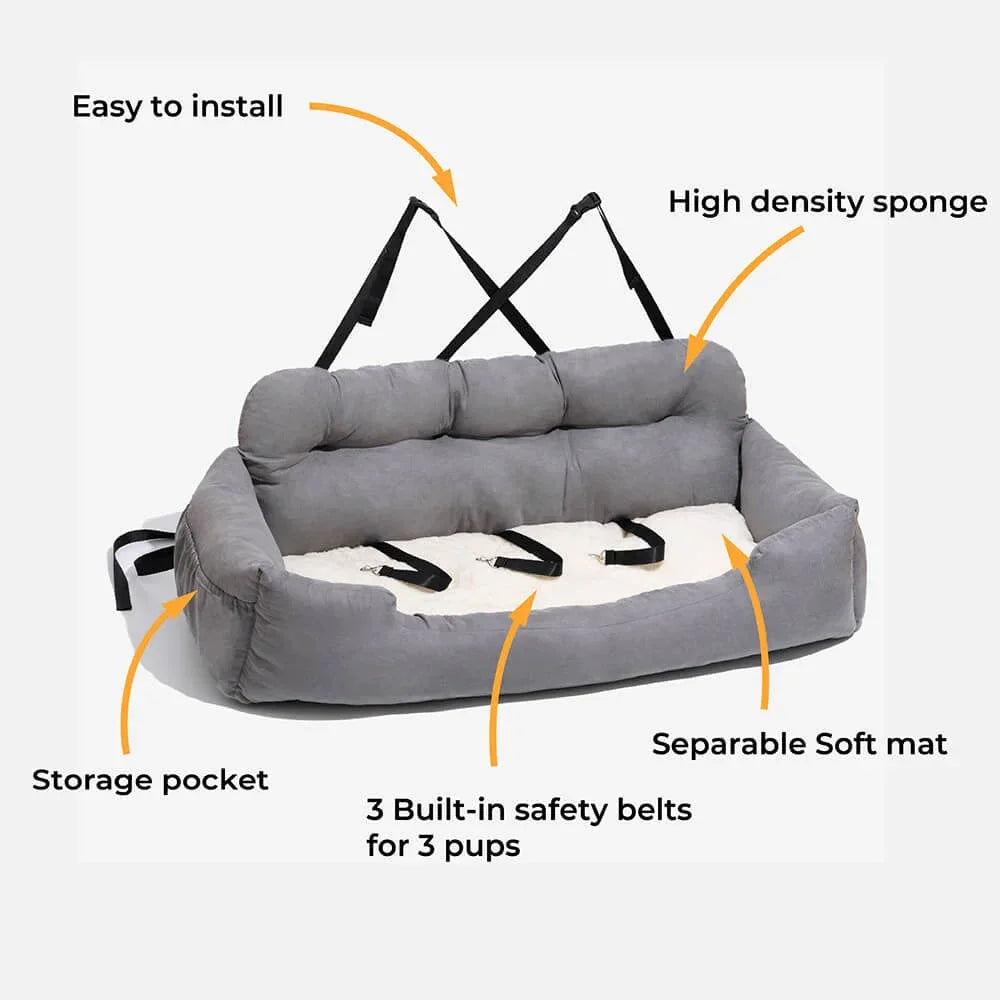 Travel dog car seat: Safety bed for large dogs and cats.