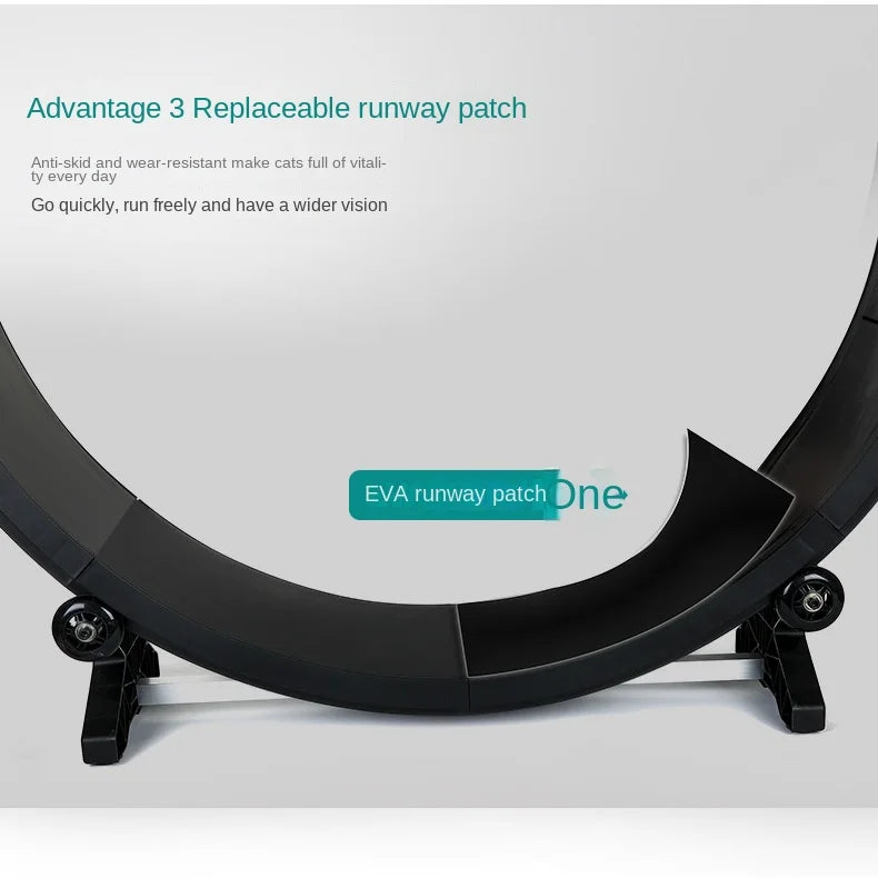 Treadmill Wheel: Silent running, climbing frame, cat activity.