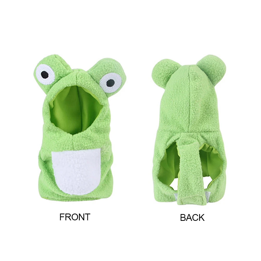 Cute Frog Pet Clothes: Soft coat for parrots, ideal for cosplay.