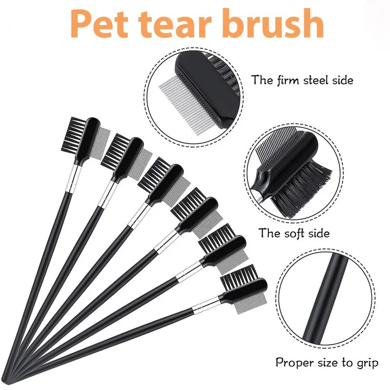 Double-Sided Pet Eye Comb: Removes tear stains, grooming accessory.