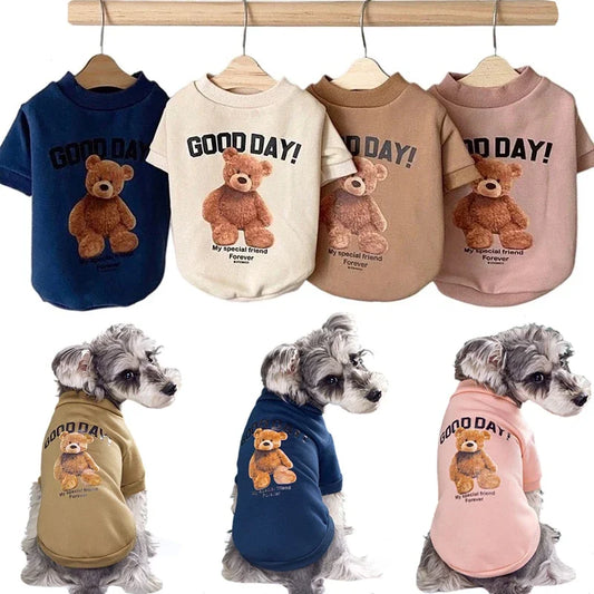 Winter Pet Clothes: Cute bear pattern, warm pullover, for small-medium dogs.