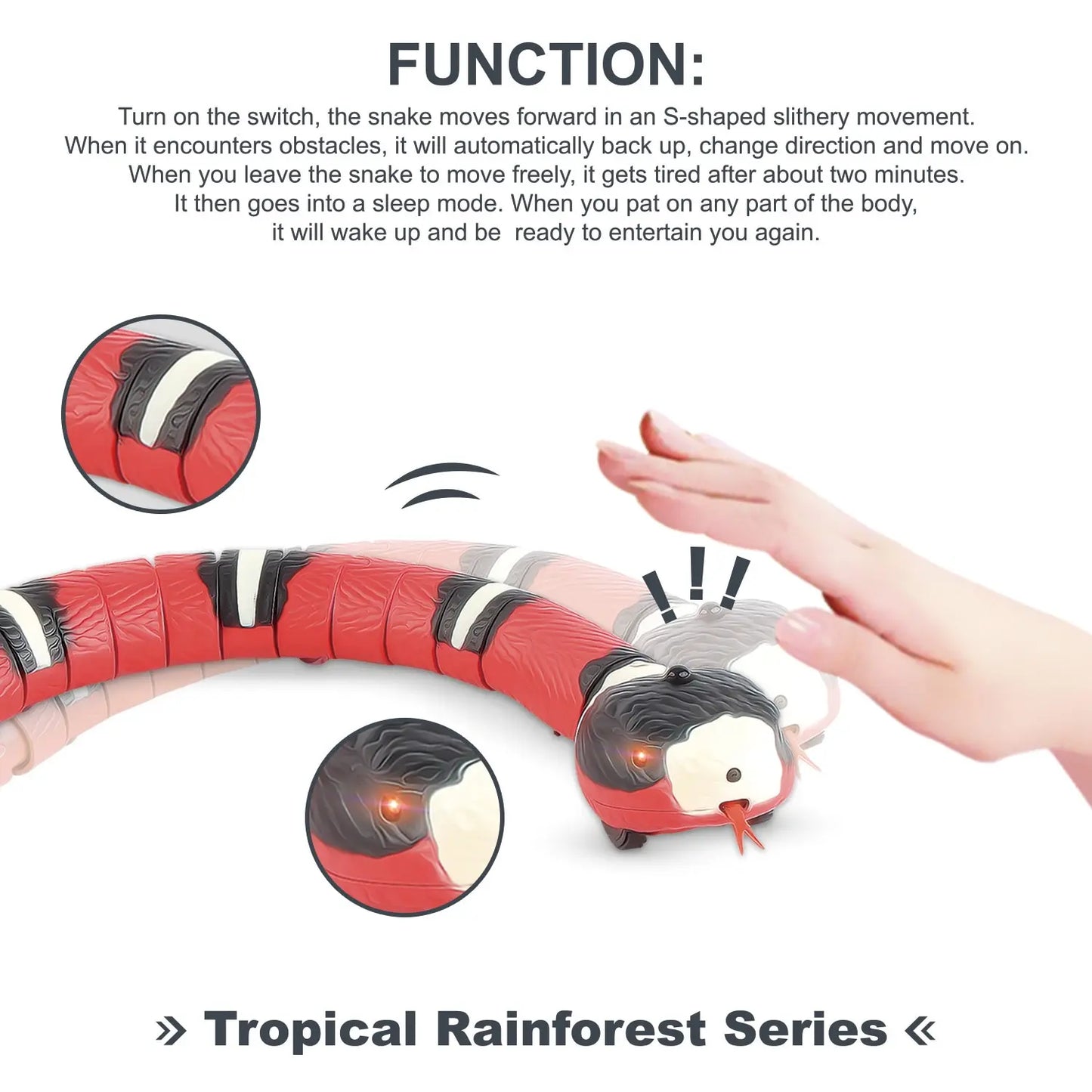 Smart sensing cat toys: USB rechargeable, interactive snake teaser.