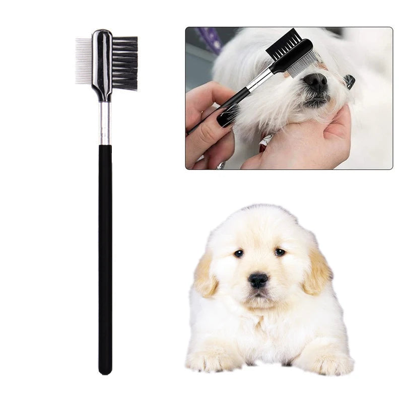 Double-Sided Pet Eye Comb: Removes tear stains, grooming accessory.