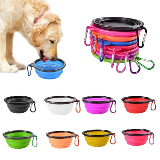 Silicone Bowl: Foldable, portable, for dog food.