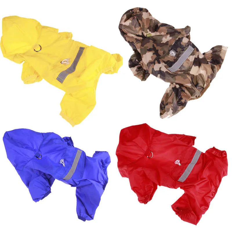 Reflective Dog Raincoat: Waterproof, camouflage design, puppy costumes.