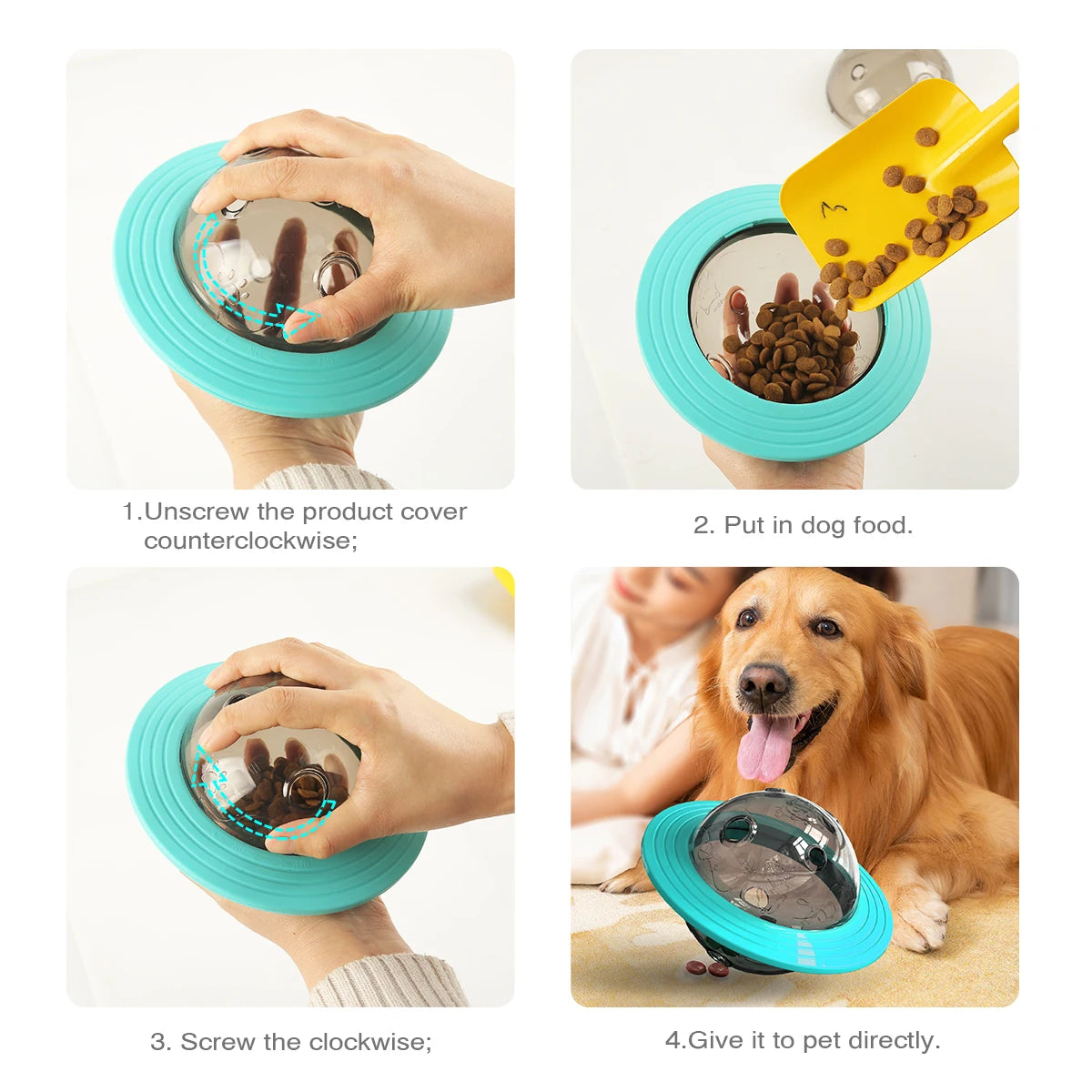 Interactive Dog Toy: UFO-shaped slow feeder toy for medium dogs.